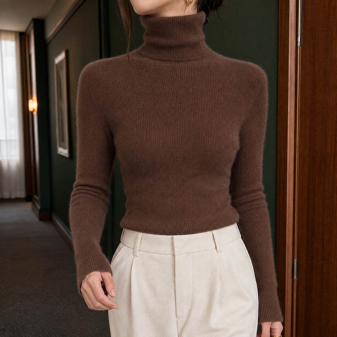 Women's Ophelia-Lane Turtleneck Sweater in Pink | Invictora.com