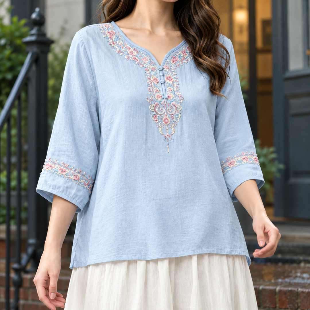 Women's Constance V Neck Blouse in Pink | Invictora.com