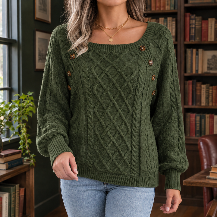 Women's Fenna-Elise Square Neck Sweater in White | Invictora.com