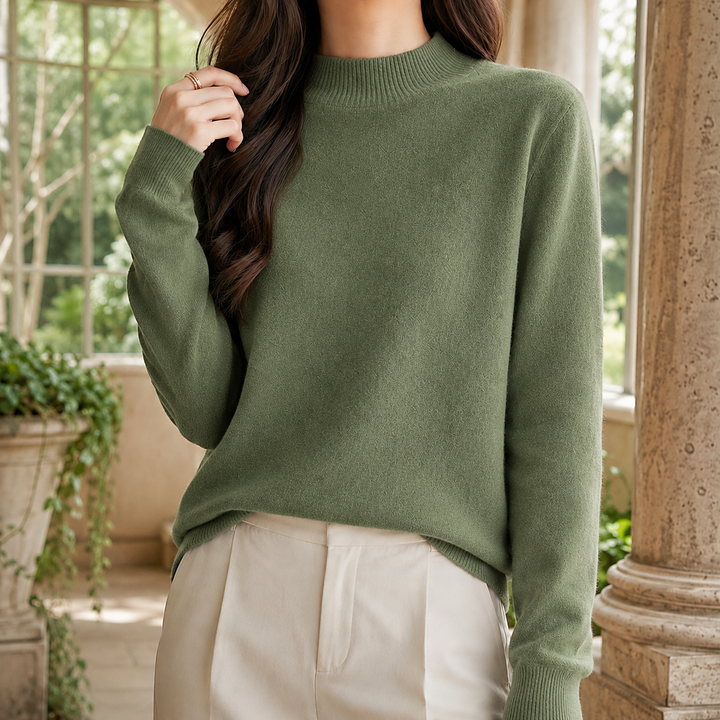 Women's Griselda Mock Neck Sweater in Red | Invictora.com