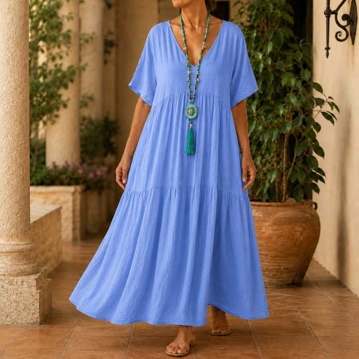 Women's Tatiana Tiered Maxi Dress in Pink | Invictora.com
