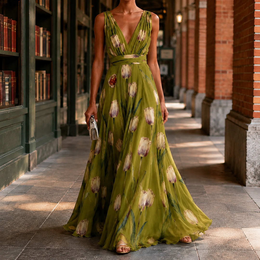 Women's Annabel-Lane Deep V Dress in Sky Blue | Invictora.com