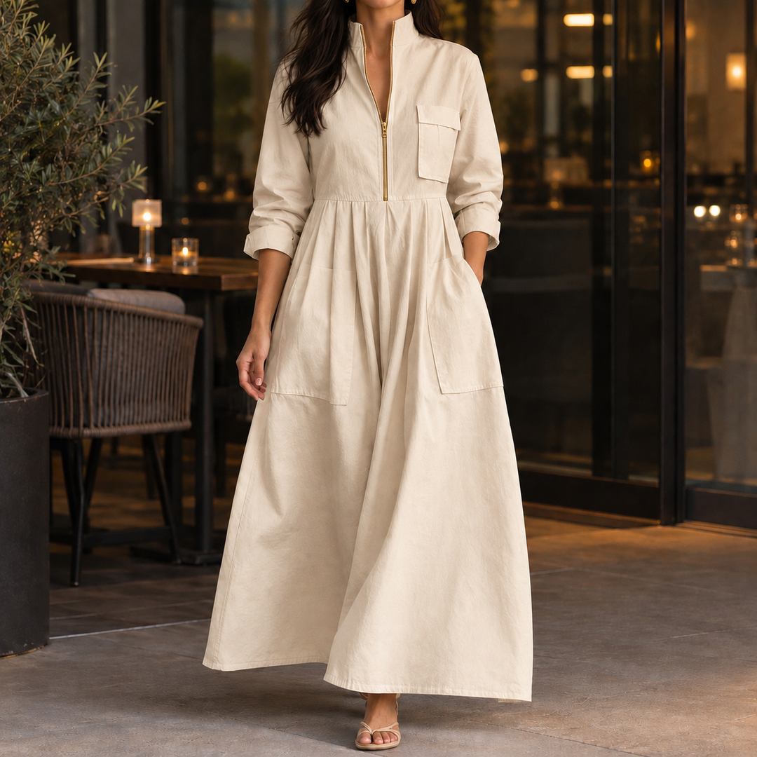Women's Guinevere-Hope Half-Zip Maxi Dress product image | Invictora.com