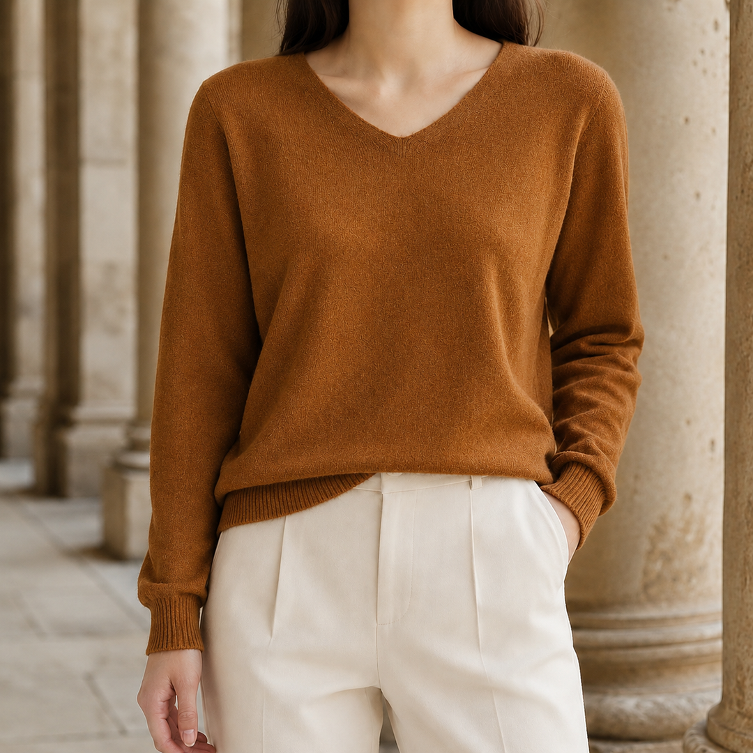 Women's Ameline V Neck Sweater in Black | Invictora.com