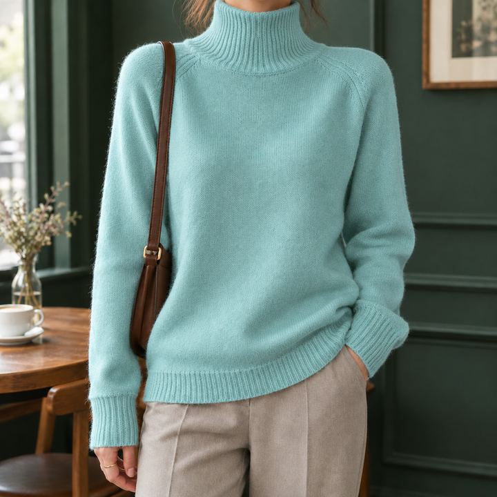 Women's Rosalind-Pearl Ribbed Turtleneck Sweater | Invictora.com