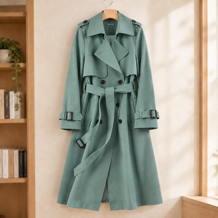 Women's Salome-Sage Belted Trench Jacket in Black | Invictora.com