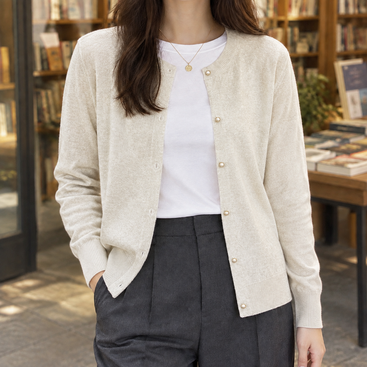 Women's Brigitta-Sage Pearl Cardigan | Invictora.com
