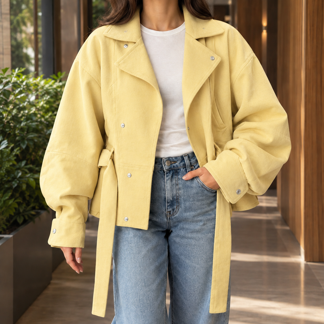 Women's Desiree-Marie Belted Moto Jacket | Invictora.com