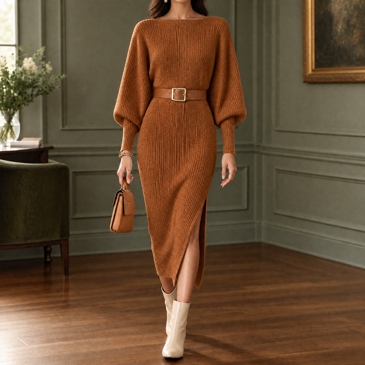 Women's Naomi-Sage Ribbed Midi Dress | Invictora.com