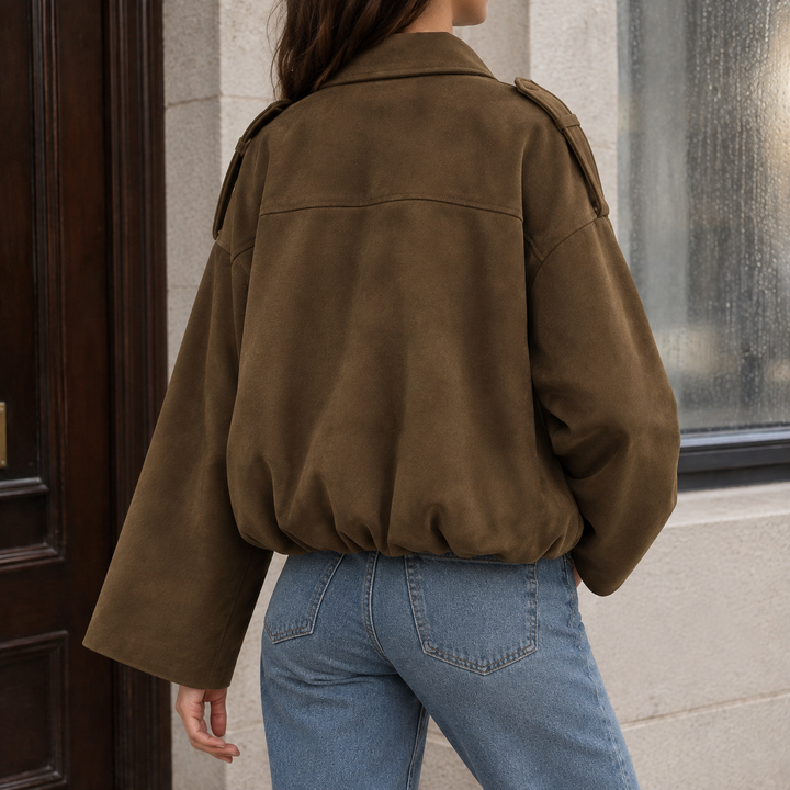 Women's Elise-June Suede Bomber Jacket | Invictora.com