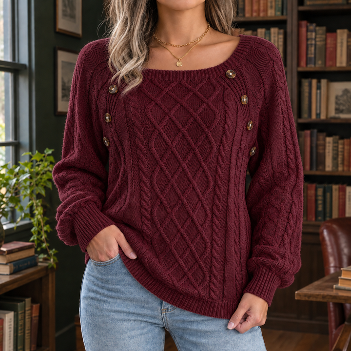Women's Fenna-Elise Square Neck Sweater | Invictora.com