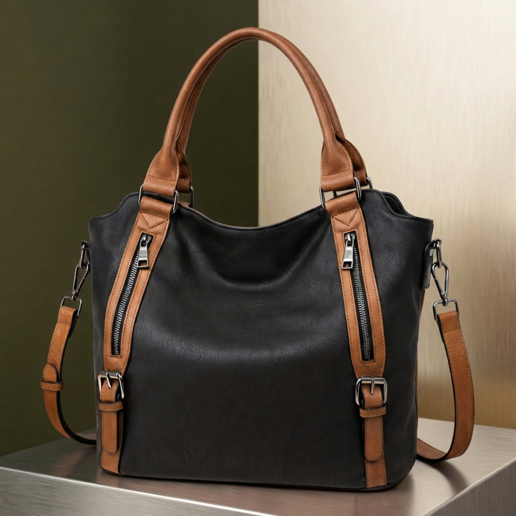 Women's Valencia Buckled Tote in Black | Invictora.com
