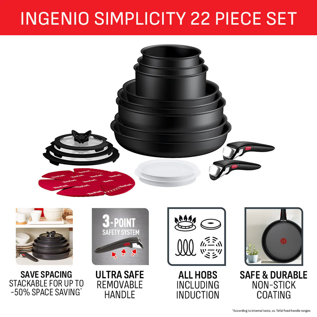 Ingenio Simplicity L838SM44 22-Piece Pan Set - Black