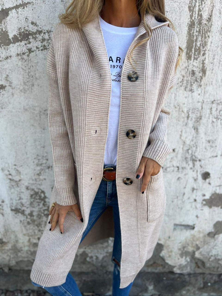 Women's Hooded Longline Knit Cardigan with Pockets