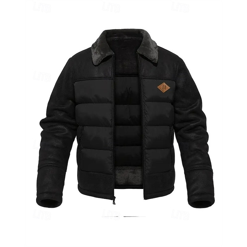 Soft-Collar Quilted Puffer Jacket with Full-Length Zip