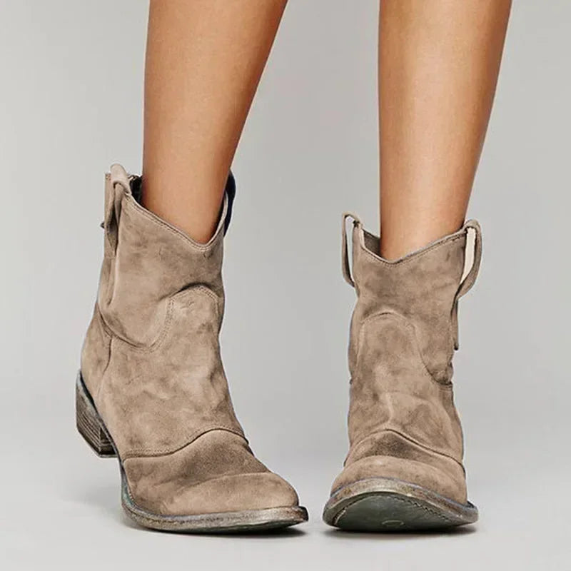 Women's Western Ankle Boots - Leather Look Design product image | Invictora.com