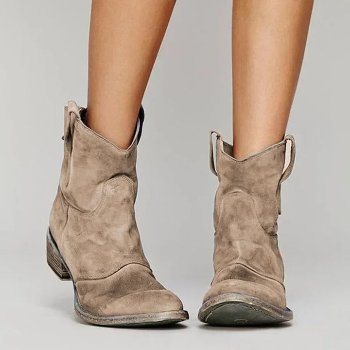 Women's Western Ankle Boots - Leather Look Design product image | Invictora.com