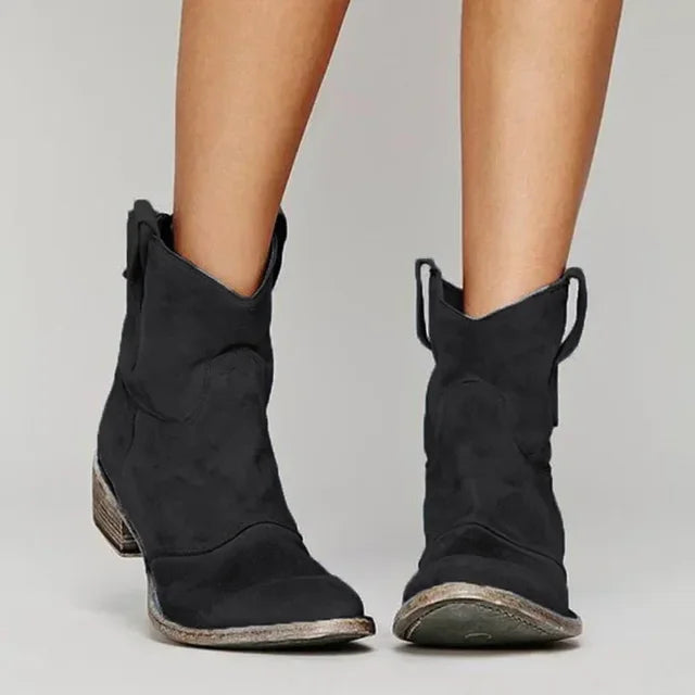 Women's Western Ankle Boots - Leather Look Design product image | Invictora.com