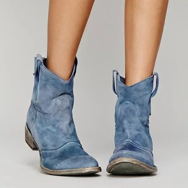 Women's Western Ankle Boots - Leather Look Design product image | Invictora.com