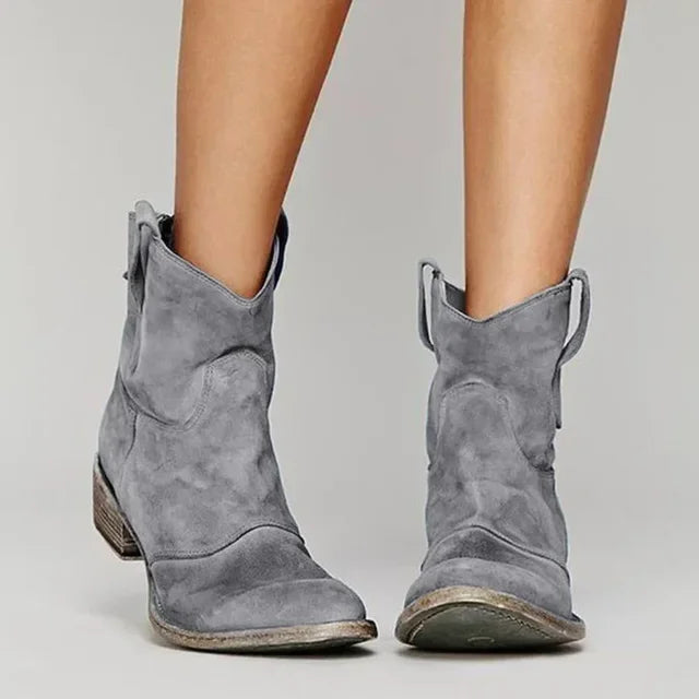 Women's Western Ankle Boots - Leather Look Design product image | Invictora.com