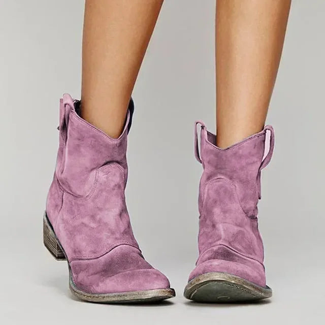 Women's Western Ankle Boots - Leather Look Design product image | Invictora.com