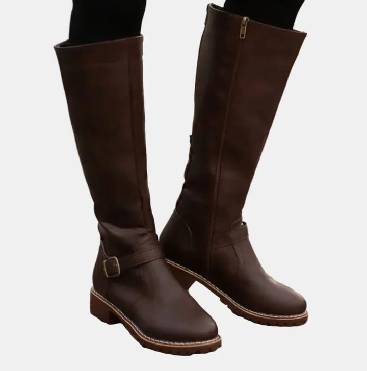 Women's Knee High Riding Boots – Buckle Strap