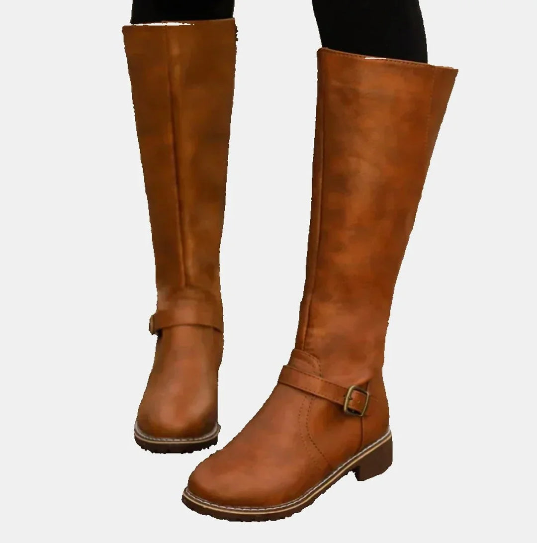 Women's Knee High Riding Boots – Buckle Strap