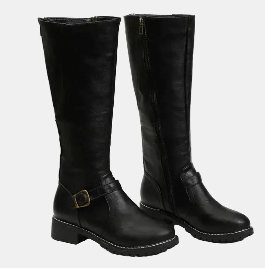 Women's Knee High Riding Boots – Buckle Strap
