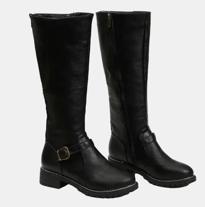 Women's Knee High Riding Boots – Buckle Strap