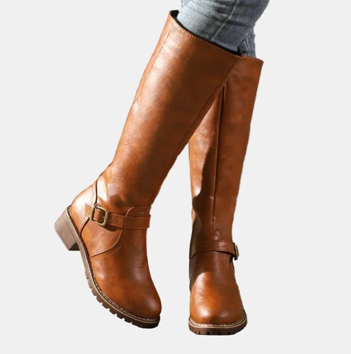 Women's Knee High Riding Boots – Buckle Strap