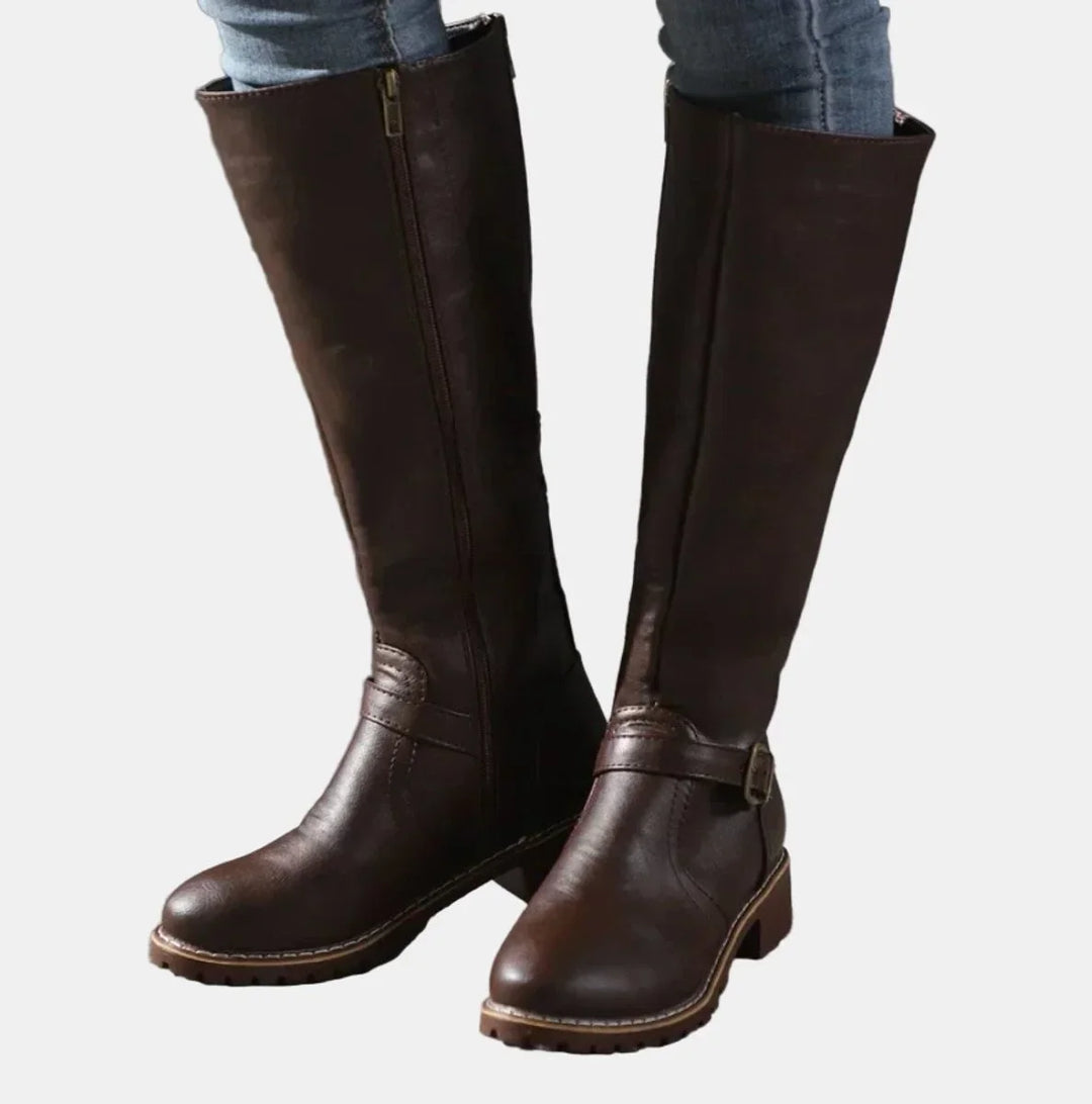 Women's Knee High Riding Boots – Buckle Strap