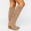 Women's Knee-High Suede Boots – Block Heel