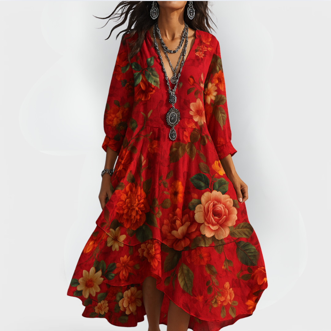 Women's Kristina Floral Midi Dress in Yellow | Invictora.com