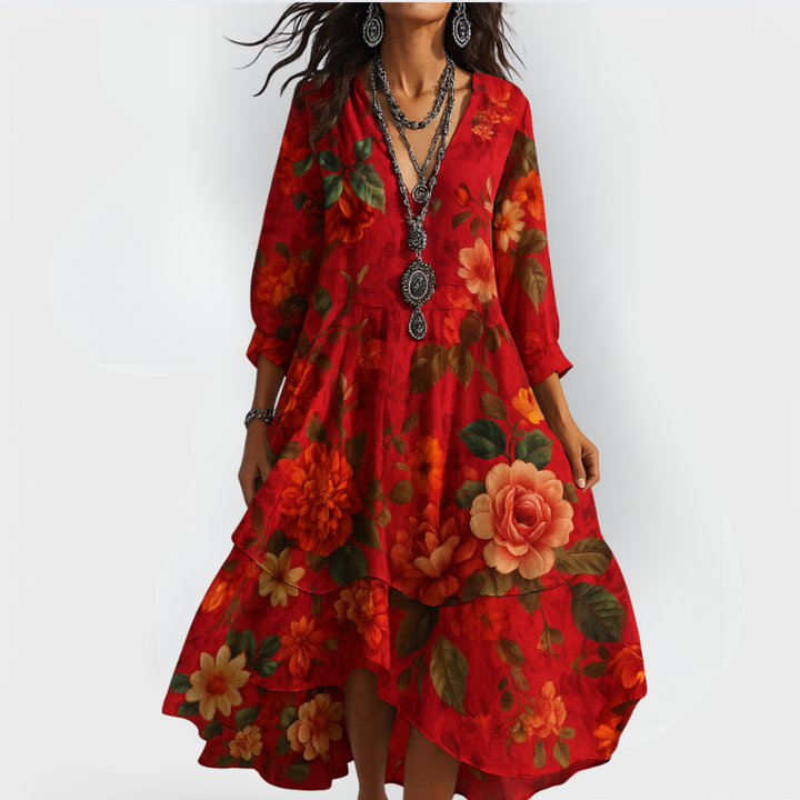 Women's Kristina Floral Midi Dress in Yellow | Invictora.com