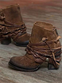 Women's Lace-Up Braided Ankle Boots
