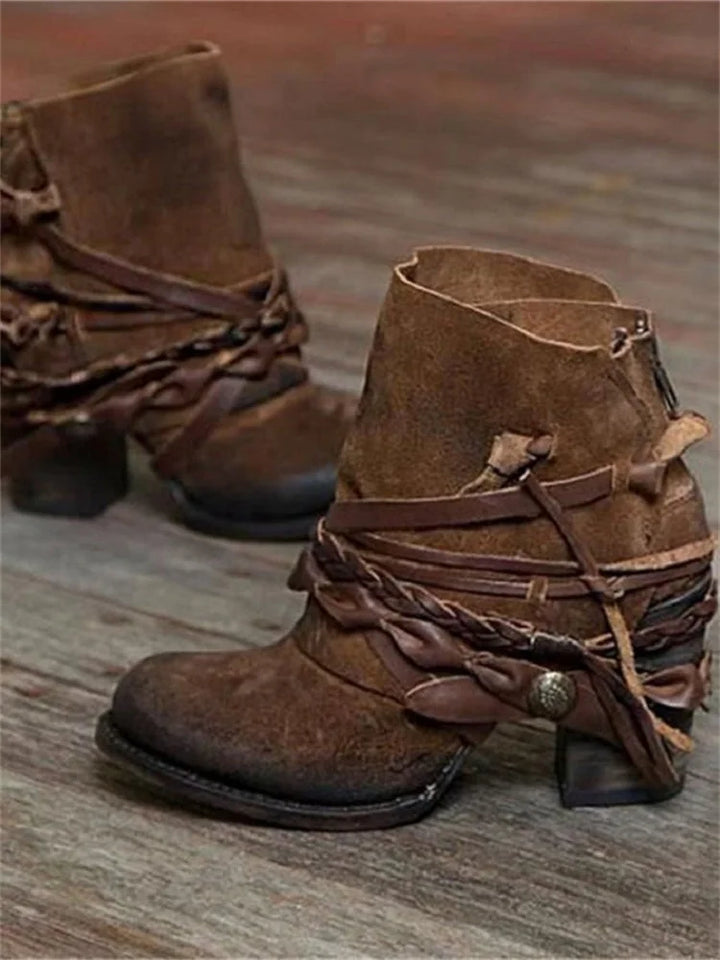 Women's Lace-Up Braided Ankle Boots