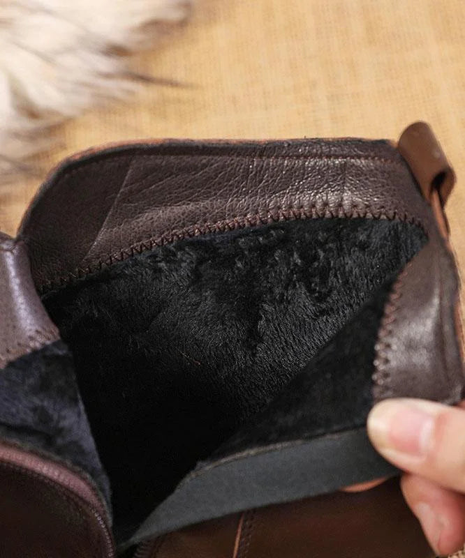 Women's Block Heel Leather Ankle Boots – Leaf Bow