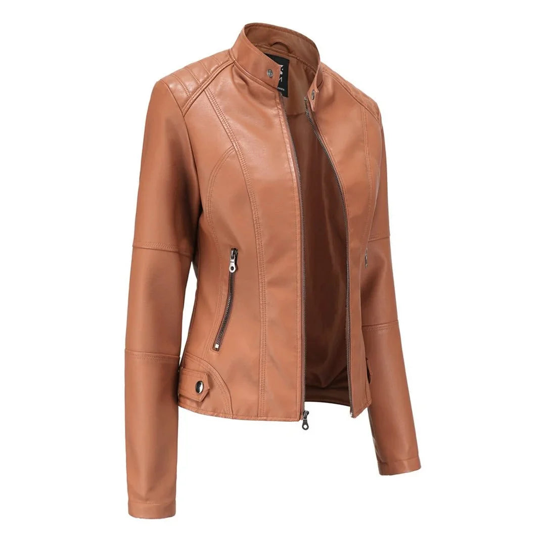 Women's Leather Zip-Up Jacket