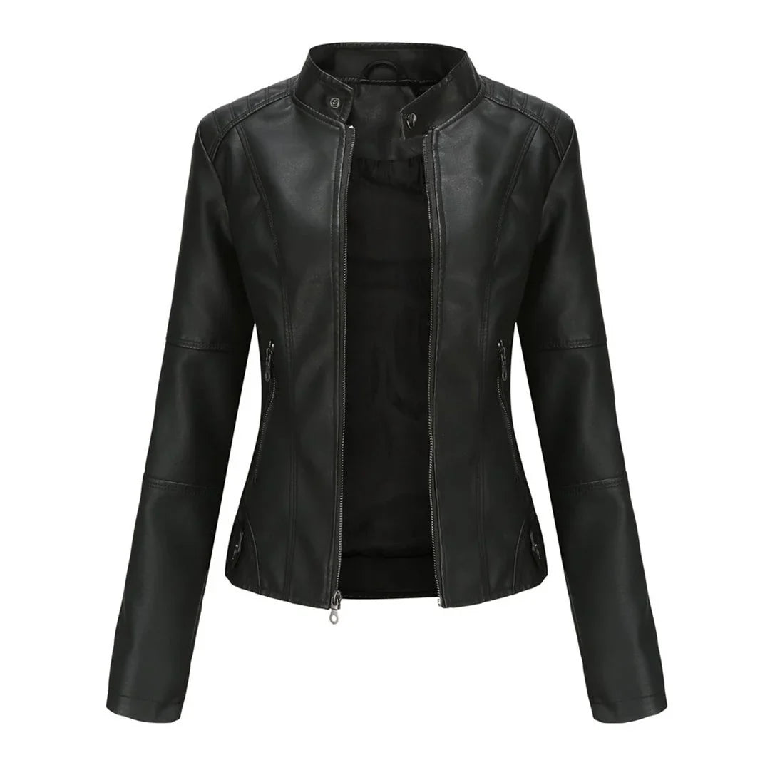 Women's Leather Zip-Up Jacket