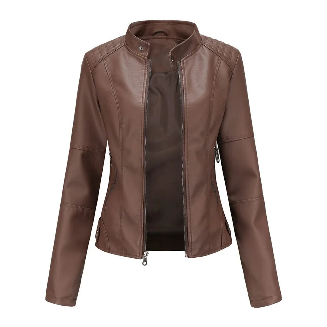 Women's Leather Zip-Up Jacket