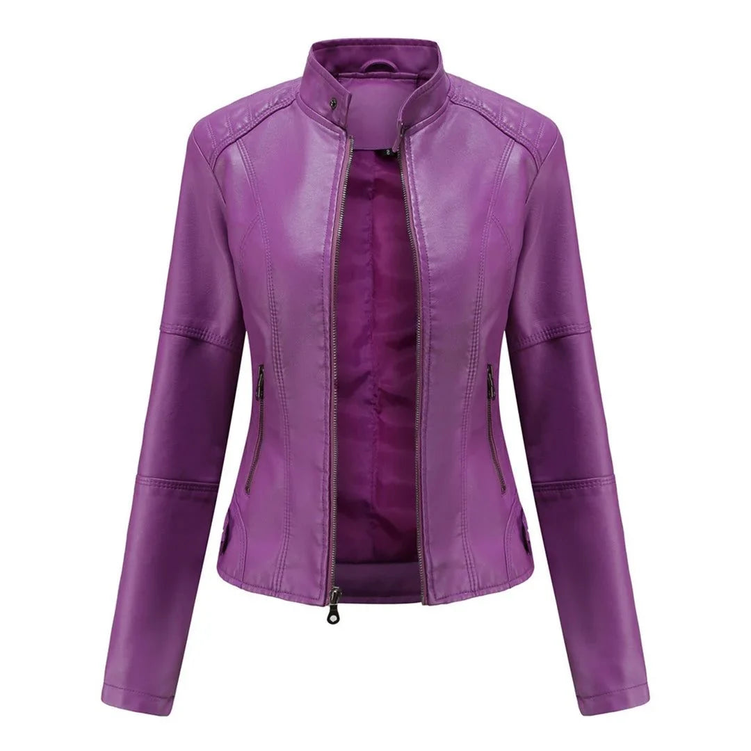 Women's Leather Zip-Up Jacket