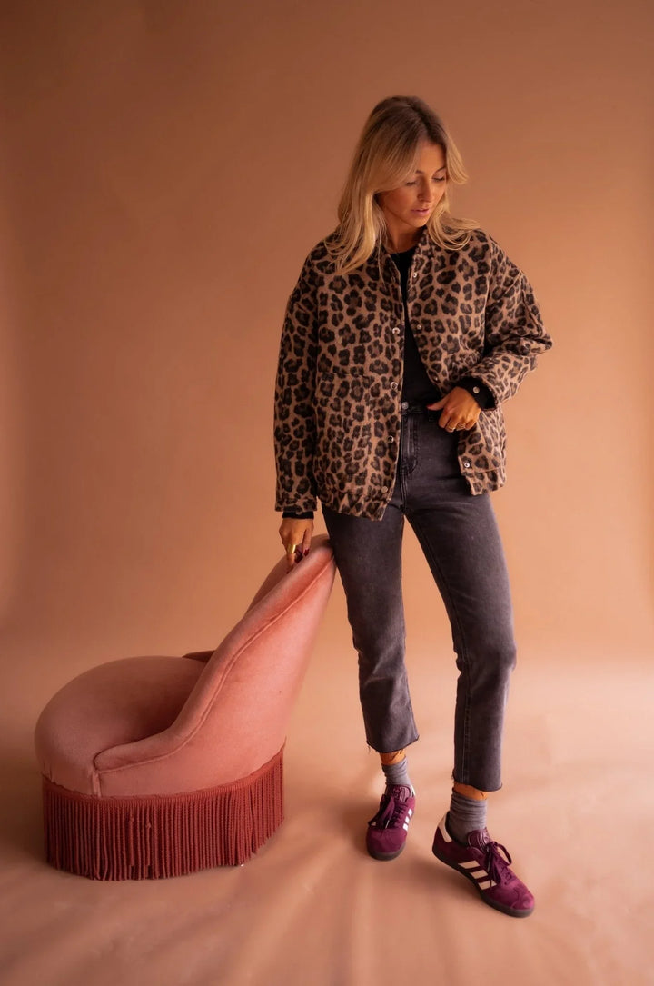 Women's Leopard Print Bomber Jacket