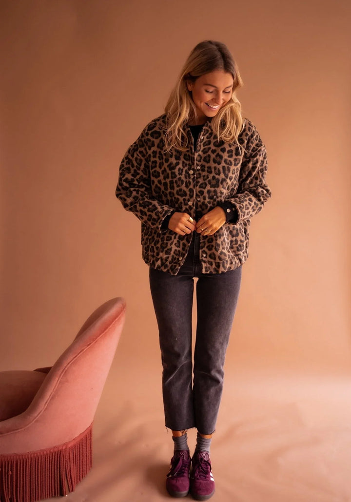 Women's Leopard Print Bomber Jacket