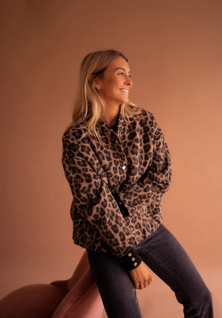 Women's Leopard Print Bomber Jacket