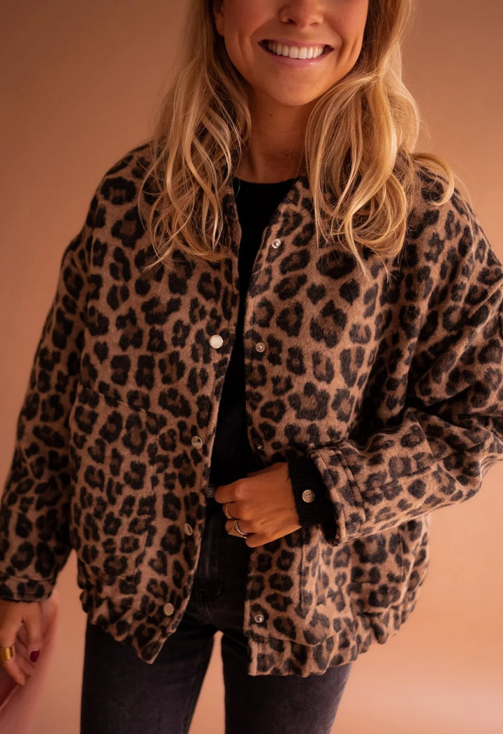 Women's Leopard Print Bomber Jacket