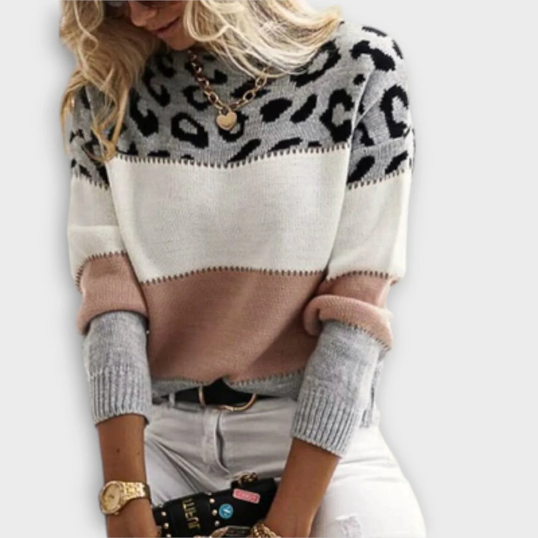 Women's Leopard Print Sweater – Crew Neck