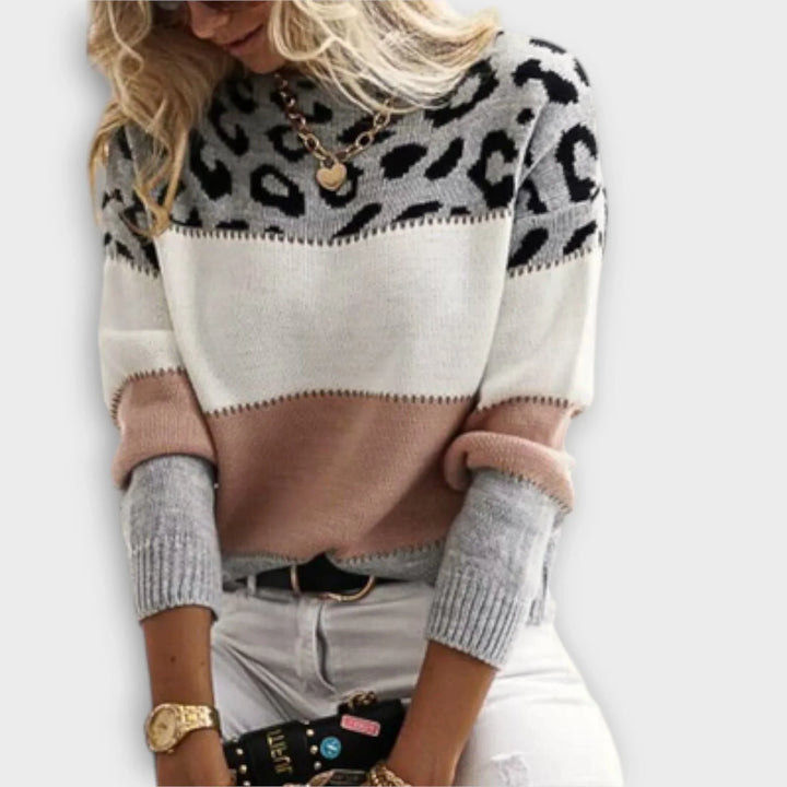 Women's Leopard Print Sweater – Crew Neck