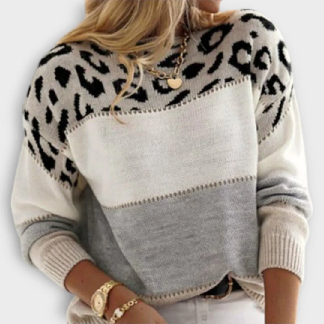 Women's Leopard Print Sweater – Crew Neck