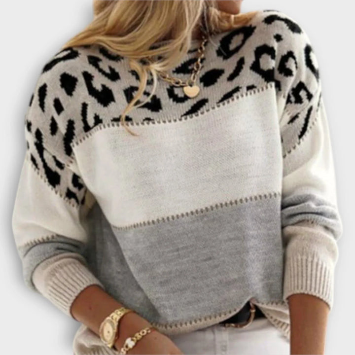 Women's Leopard Print Sweater – Crew Neck