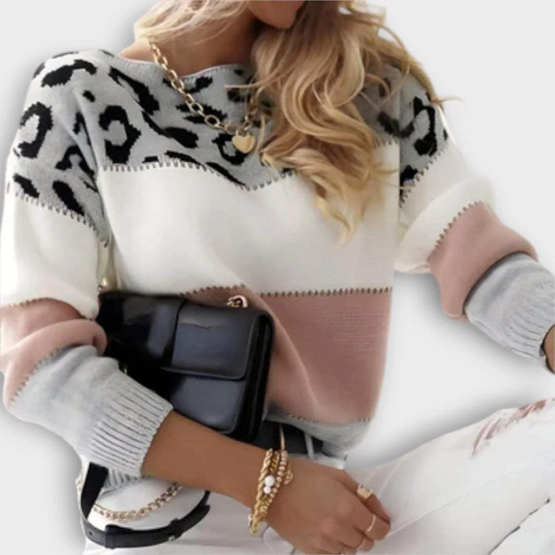 Women's Leopard Print Sweater – Crew Neck